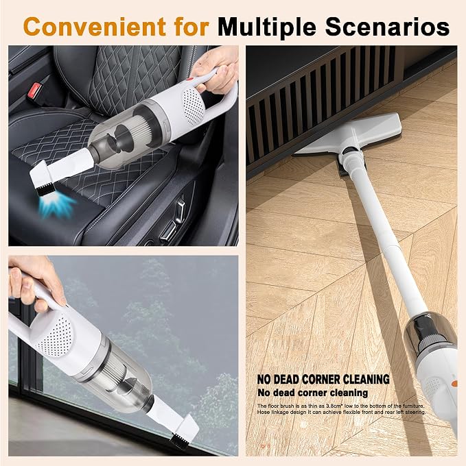 6-in-1 Lightweight Stick Vacuum Cleaner with 350W Powerful Motor, Mini Portable Household Handheld Vacuum Cleaner for