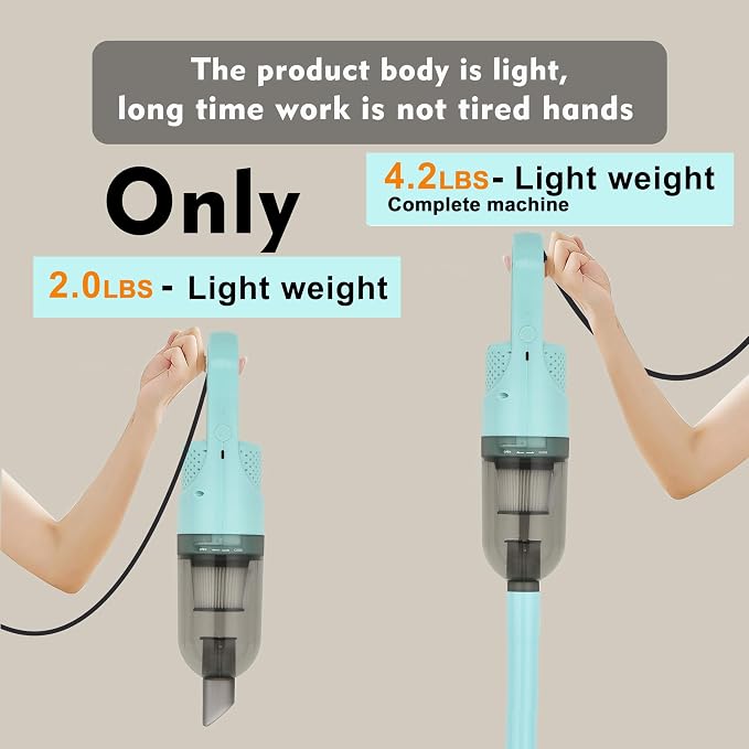 6-in-1 Lightweight Stick Vacuum Cleaner with 350W Powerful Motor, Mini Portable Household Handheld Vacuum Cleaner for