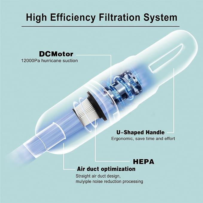 6-in-1 Lightweight Stick Vacuum Cleaner with 350W Powerful Motor, Mini Portable Household Handheld Vacuum Cleaner for