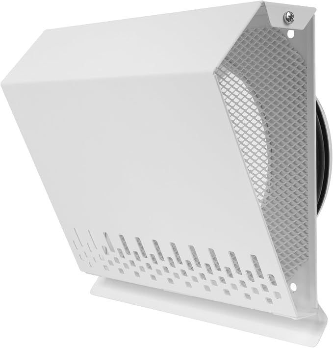 6" Inch Air Supply Vent Cover with Rubber Gasket - White Galvanized Steel - Robust Weatherproof Outdoor Air