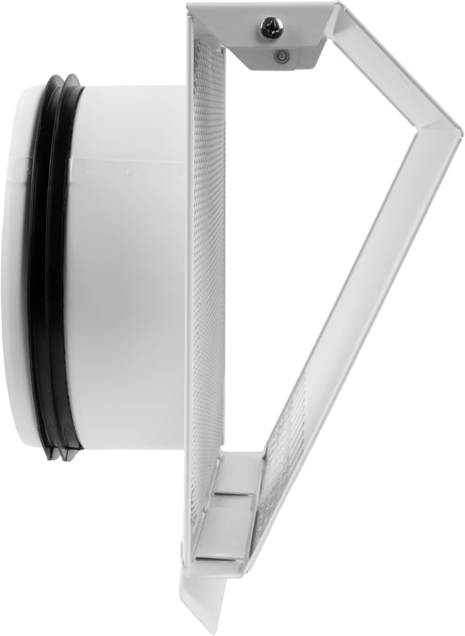 6" Inch Air Supply Vent Cover with Rubber Gasket - White Galvanized Steel - Robust Weatherproof Outdoor Air, alternate view 7