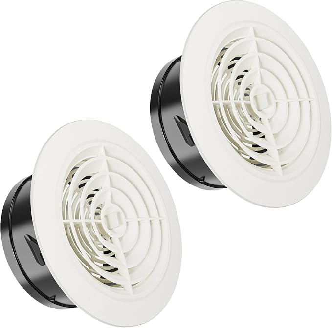 6 Inch Air Vent Cover, 2-Pack Adjustable ABS Louver Grille Cover, Round Exhaust Vent Fit for Bathroom Office Kitchen