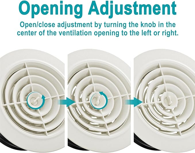 6 Inch Air Vent Cover, 2-Pack Adjustable ABS Louver Grille Cover, Round Exhaust Vent Fit for Bathroom Office Kitchen