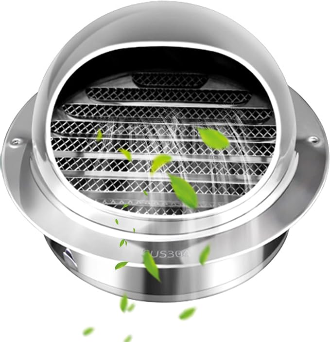 6-inch Air Vent Exterior Cover, Thicken 304 Stainless Steel Round Extractor Wall External Cover for Apartment, Villa, Flats