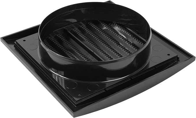 6 Inch Black Dryer Vent Hood/Duct Cover for Walls or Ceiling/ABS Plastic Louvered Air Grille with Built-In Mesh, alternate