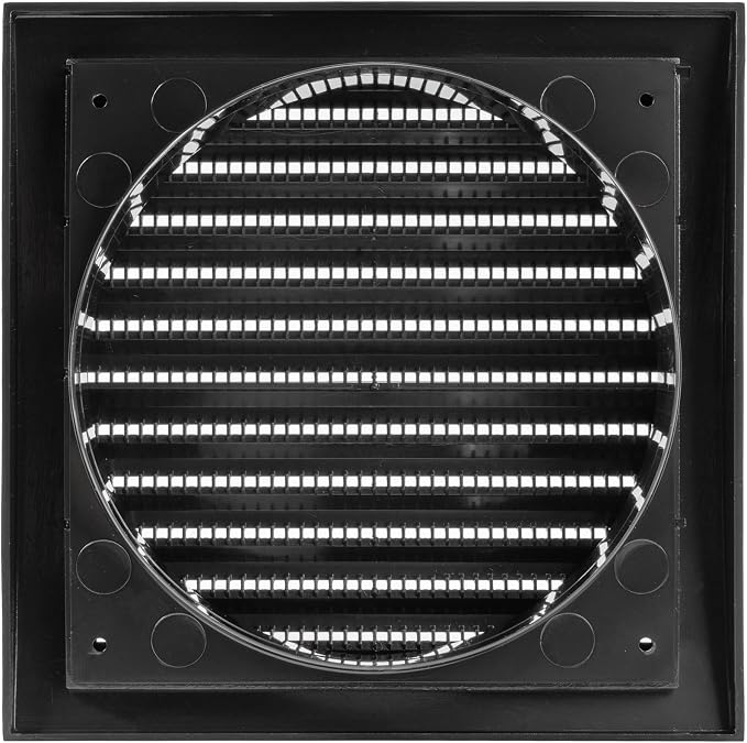 6 Inch Black Dryer Vent Hood/Duct Cover for Walls or Ceiling/ABS Plastic Louvered Air Grille with Built-In Mesh, alternate