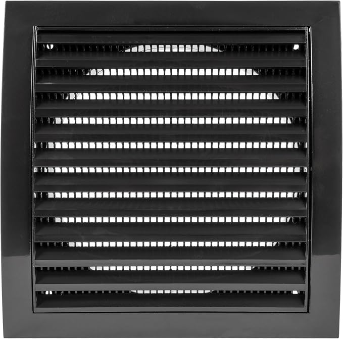 6 Inch Black Dryer Vent Hood/Duct Cover for Walls or Ceiling/ABS Plastic Louvered Air Grille with Built-In Mesh, alternate