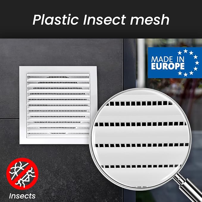 6 Inch Brown Dryer Vent Cover/Duct Cover for Walls or Ceiling/ABS Plastic Louvered Air Grille with Built-In Mesh