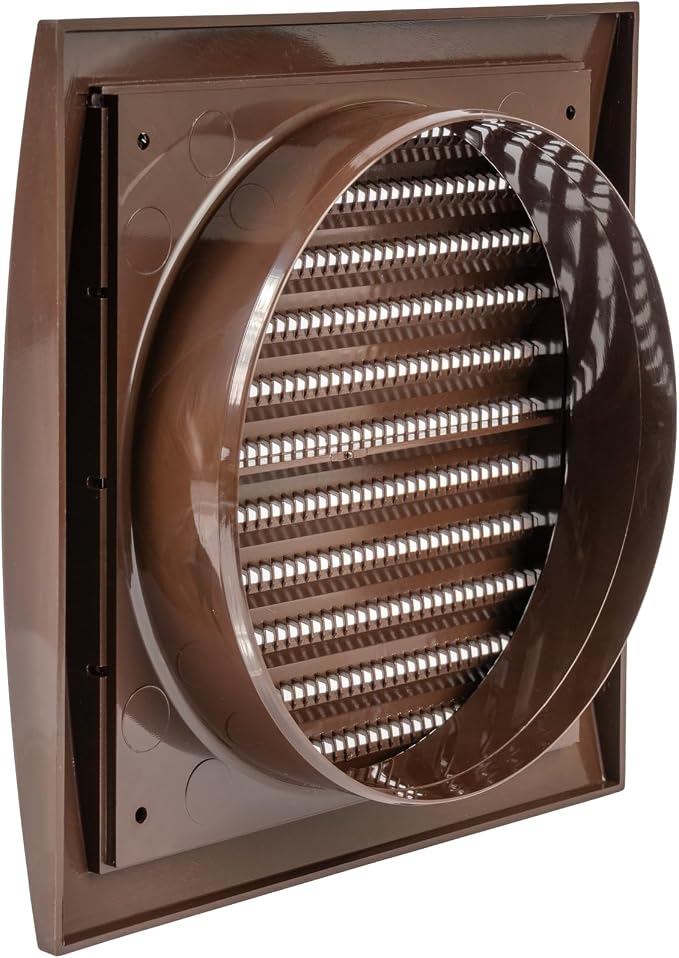 6 Inch Brown Dryer Vent Cover/Duct Cover for Walls or Ceiling/ABS Plastic Louvered Air Grille with Built-In Mesh