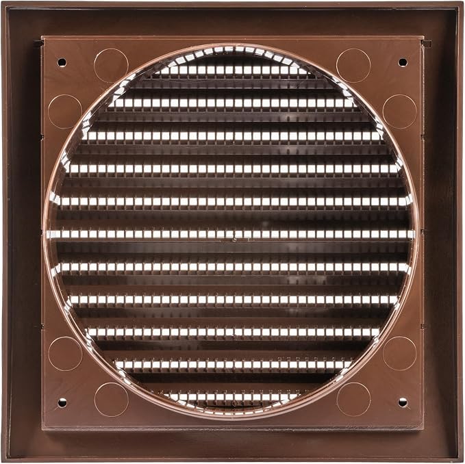 6 Inch Brown Dryer Vent Cover/Duct Cover for Walls or Ceiling/ABS Plastic Louvered Air Grille with Built-In Mesh