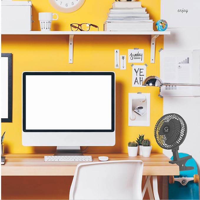 6-Inch Clip Convertible Table-Top & Clip Fan Two Quiet Speeds - Ideal For The Home, Office, Dorm, More Black (A1CLIPFANBLACK