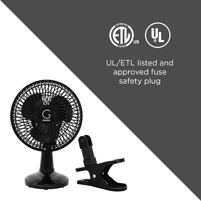6-Inch Clip Convertible Table-Top & Clip Fan Two Quiet Speeds - Ideal For The Home, Office, Dorm, More Black (A1CLIPFANBLACK