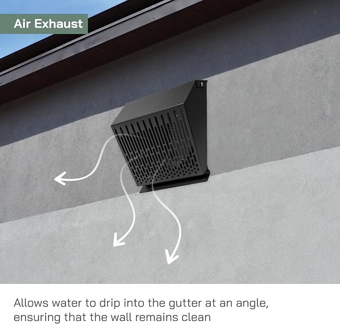 6" Inch Exhaust Vent Cover with Rubber Gasket - Graphite Black Galvanized Steel - Robust Weatherproof Outdoor, alternate view