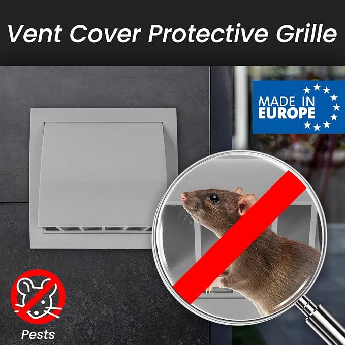 6 Inch Grey Dryer Vent Hood/Duct Cover for Walls or Ceiling/ABS Plastic Protection Hood With Rain Cover and Backdraft