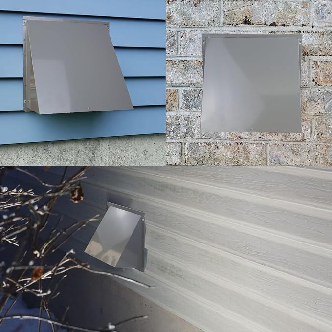 6 Inch Hooded Wall Vent with Screen and Damper,6 Inch Exhaust Vent Cover Cap for Outdoor Kitchen Range Hood Dryer