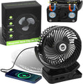 6 inch Magnetic Cruise Fan with 12000mAh Rechargeable Battery, 3-Speed Control, LED Light, Timer, Clip & Power Output