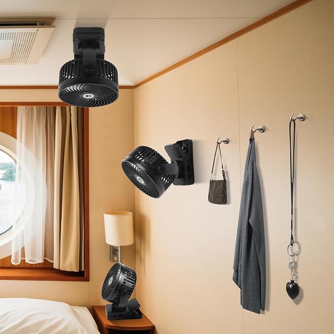 6 inch Magnetic Cruise Fan with 12000mAh Rechargeable Battery, 3-Speed Control, LED Light, Timer, Clip & Power Output