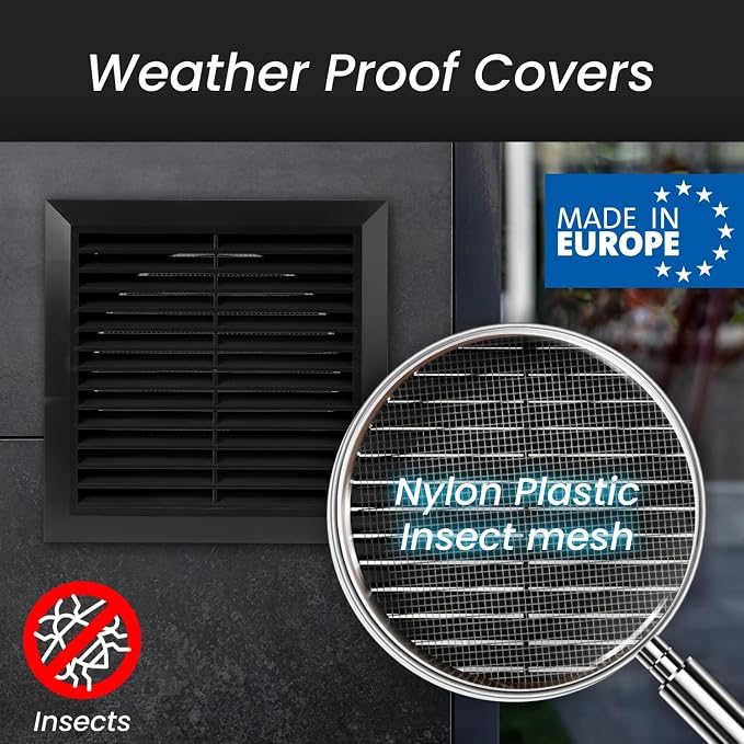 6 Inch (Opening) Black Air Vent Cover - Plastic Fresh Air Intake Vent for Round Duct - Register Vent Cover with, alternate
