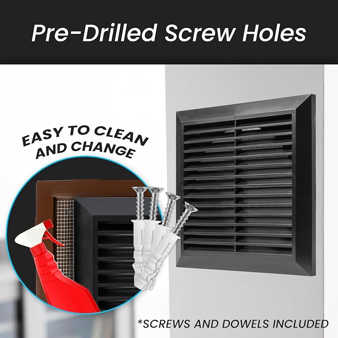 6 Inch (Opening) Black Air Vent Cover - Plastic Fresh Air Intake Vent for Round Duct - Register Vent Cover with, alternate