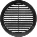 6" Inch Opening Diameter / Black Round Vent External Grille with Protective Mesh - Lightweight Plastic Register / Cover