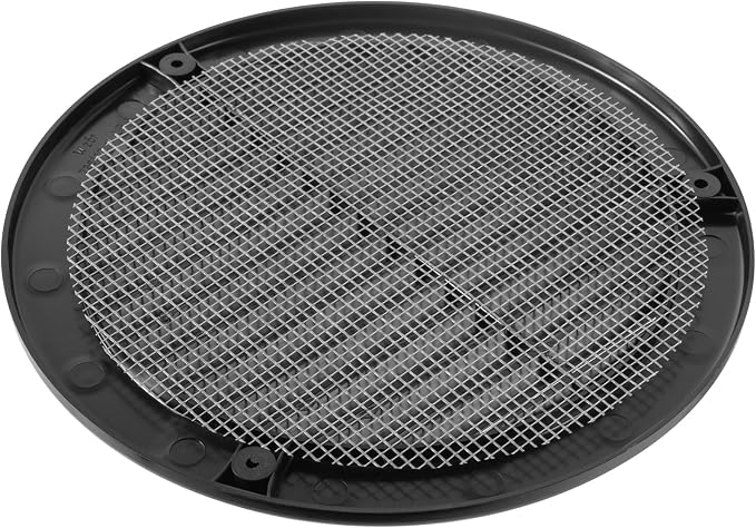 6" Inch Opening Diameter / Black Round Vent External Grille with Protective Mesh - Lightweight Plastic Register / Cover