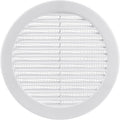 6" Inch Opening Diameter / White Round Vent External Grille with Protective Mesh - Lightweight Plastic Register / Cover