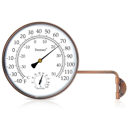6-Inch Outdoor Thermometer for Patio. Accurate Window Thermometer for Outside Temperature, Greenhouse, Garage.Solid Brass
