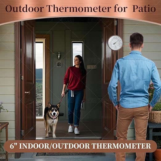 6-Inch Outdoor Thermometer for Patio. Accurate Window Thermometer for Outside Temperature, Greenhouse, Garage.Solid Brass