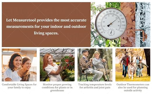6-Inch Outdoor Thermometer for Patio. Accurate Window Thermometer for Outside Temperature, Greenhouse, Garage.Solid Brass