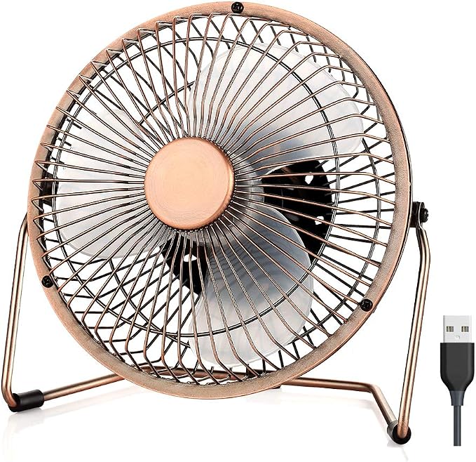 6 Inch USB Desk Fan, 360°Rotation Small and Quiet,Powerful Portable Strong Airflow,Mini Metal Personal Cooling Fan with 2