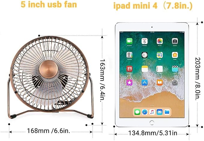 6 Inch USB Desk Fan, 360°Rotation Small and Quiet,Powerful Portable Strong Airflow,Mini Metal Personal Cooling Fan with 2