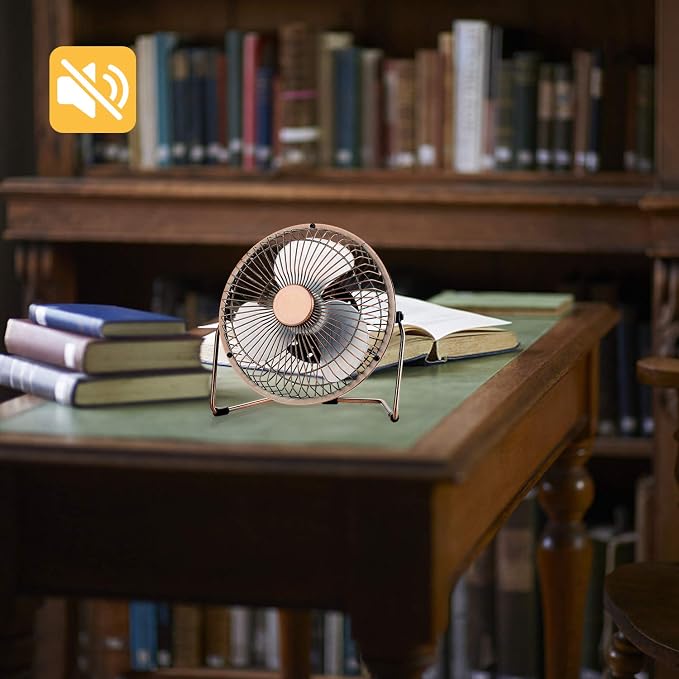 6 Inch USB Desk Fan, 360°Rotation Small and Quiet,Powerful Portable Strong Airflow,Mini Metal Personal Cooling Fan with 2