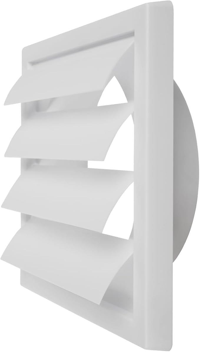6 Inch Vent Cover - White Plastic Shutter Wall Vent Cover - Louvered Vent Cover for Outdoor - Hood Vent, Exhaust Vent for