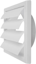 6 Inch Vent Cover - White Plastic Shutter Wall Vent Cover - Louvered Vent Cover for Outdoor - Hood Vent, Exhaust Vent for