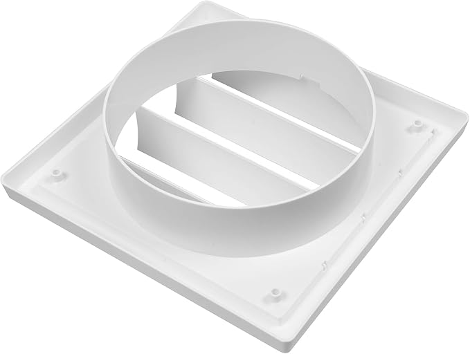 6 Inch Vent Cover - White Plastic Shutter Wall Vent Cover - Louvered Vent Cover for Outdoor - Hood Vent, Exhaust Vent for