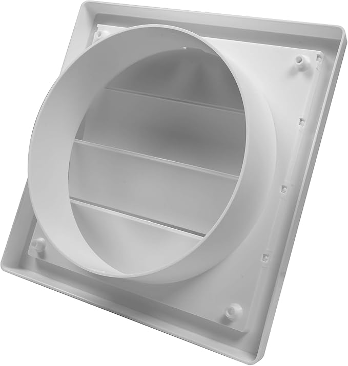 6 Inch Vent Cover - White Plastic Shutter Wall Vent Cover - Louvered Vent Cover for Outdoor - Hood Vent, Exhaust Vent for