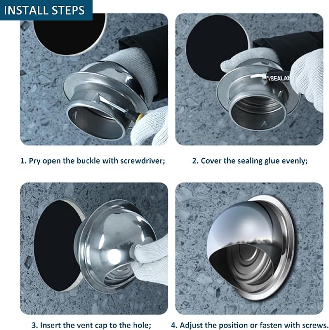 6 inch Wall Air Vent Exterior, Black Paint Stainless Steel Round Wall External Cover Cap for Apartment, Villa, Flats, House