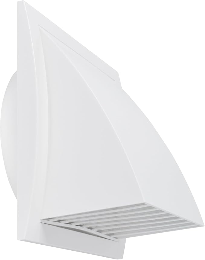 6 Inch White Dryer Vent Hood/Duct Cover for Walls or Ceiling/ABS Plastic Protection Hood With Rain Cover and Backdraft