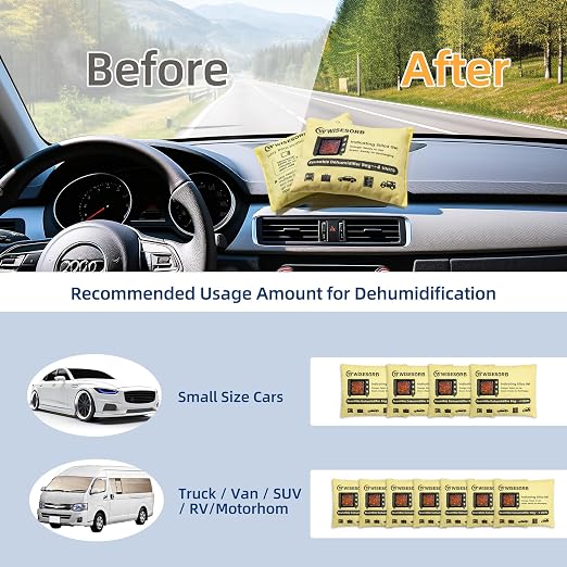 6 Pack 120G Reusable Silica Gel Desiccant Dehumidifier Bags, Color Indicating Moisture Absorbers for Car, Closet, Garage