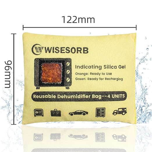 6 Pack 120G Reusable Silica Gel Desiccant Dehumidifier Bags, Color Indicating Moisture Absorbers for Car, Closet, Garage