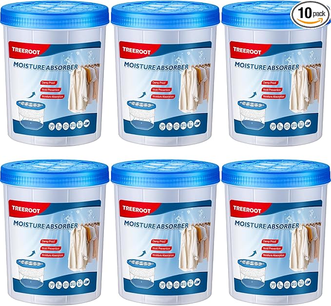 6 Pack 18OZ Refillable Moisture Absorbers, Humidity Absorber Bucket, Moisture Absorbers for Closet, Dehumidifier Bucket for