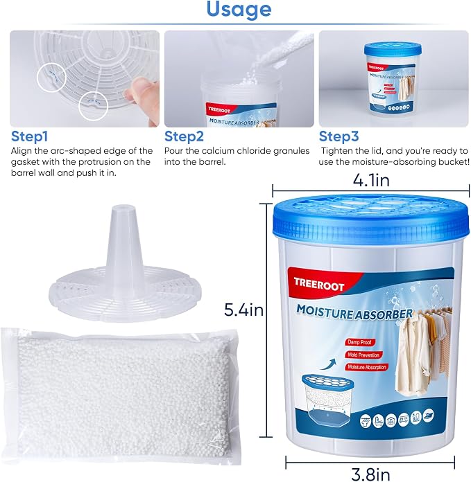 6 Pack 18OZ Refillable Moisture Absorbers, Humidity Absorber Bucket, Moisture Absorbers for Closet, Dehumidifier Bucket for
