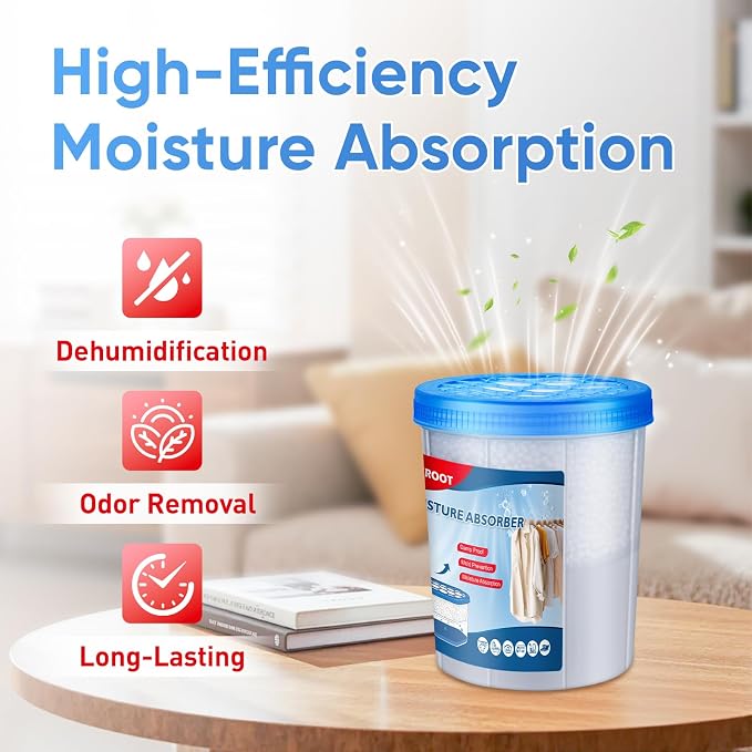 6 Pack 18OZ Refillable Moisture Absorbers, Humidity Absorber Bucket, Moisture Absorbers for Closet, Dehumidifier Bucket for