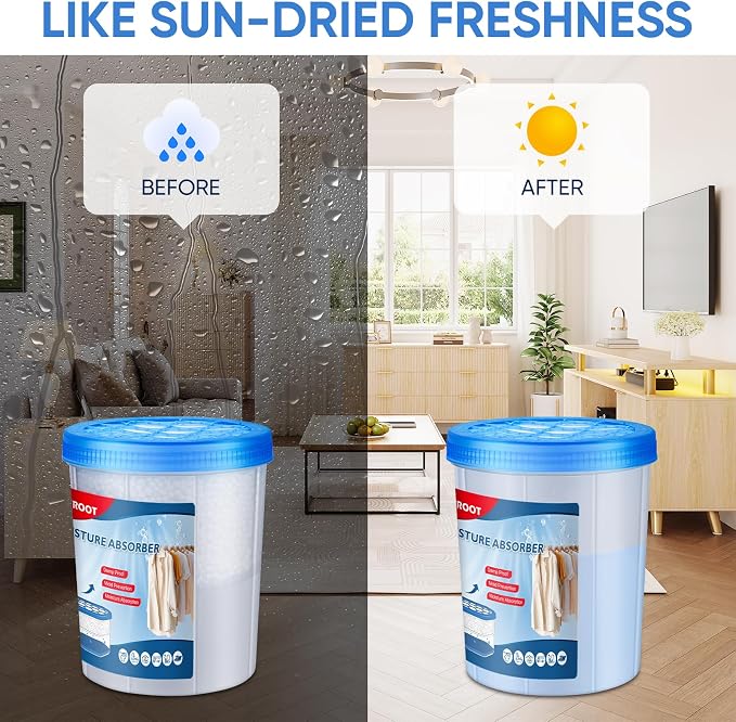 6 Pack 18OZ Refillable Moisture Absorbers, Humidity Absorber Bucket, Moisture Absorbers for Closet, Dehumidifier Bucket for