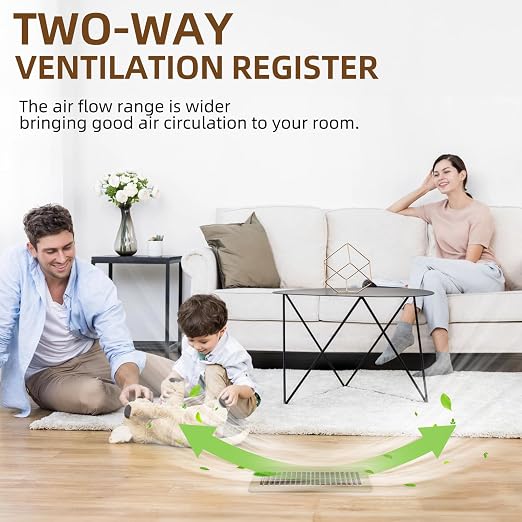 6 Pack 2" x 10" Floor Register - Heavy Duty Steel Walkable Floor Vent Covers - Easy Adjust Air Supply Lever, Vent Covers for