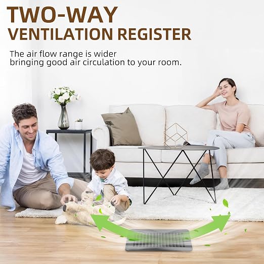 6 Pack 4" x 8" Floor Register- Heavy Duty Steel Walkable Floor Vent Covers - Easy Adjust Air Supply Lever - Vent Covers for
