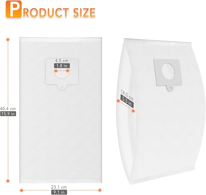 6 Pack 53292 Sears Style Q/C HEPA Cloth Vacuum Bags for Canister 5055, 50557, 50558, 53291, 21814, 81214,BC3005