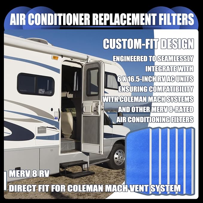 6 Pack 6x16 Inch MERV 8 Conditioner Replacement Filters - Direct Fit for Coleman Mach Vent System (AC Air Filter Set)