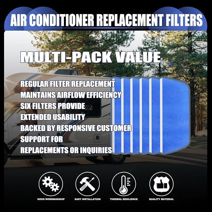 6 Pack 6x16 Inch MERV 8 Conditioner Replacement Filters - Direct Fit for Coleman Mach Vent System (AC Air Filter Set)