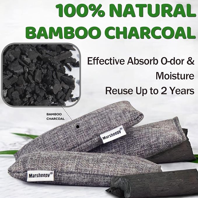 6 Pack Activated Charcoal Odor Absorber Bags, Shoe Deodorizer insert and Shoe Odor Remover, alternate product view 2